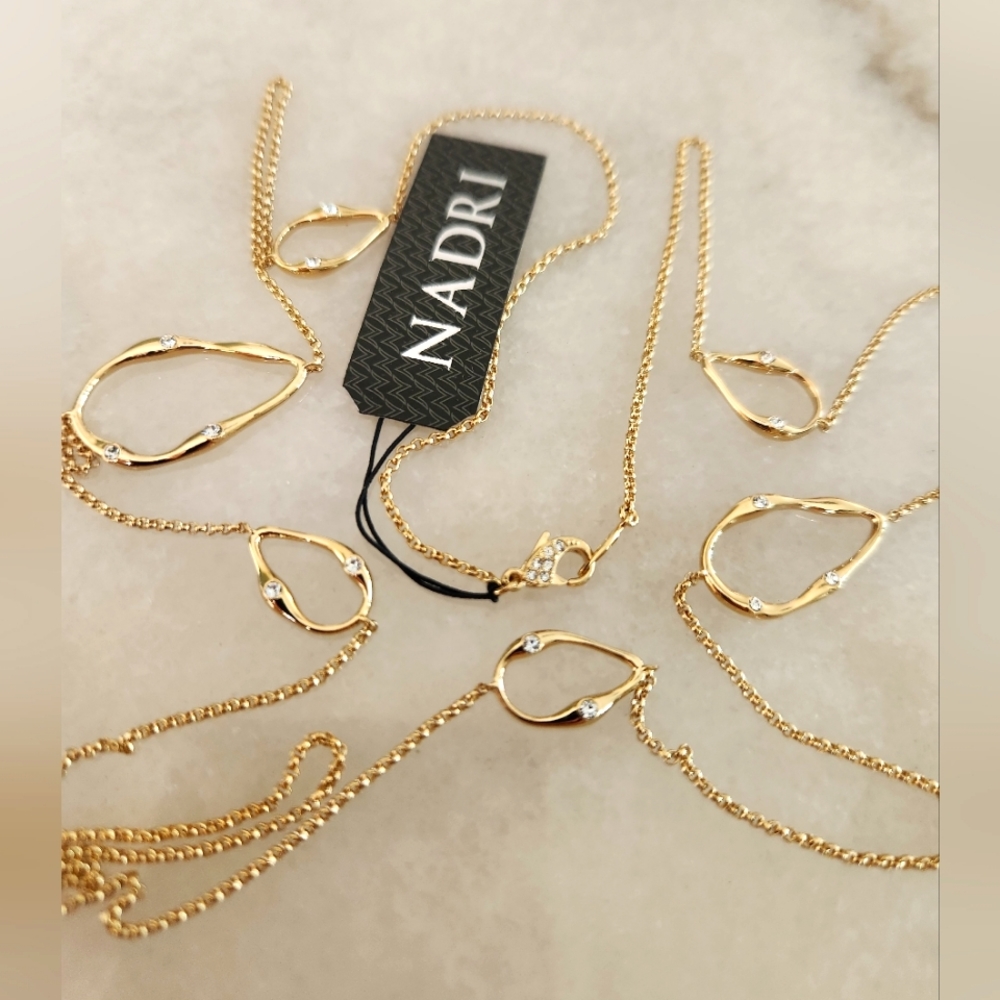 Nadri 18k Gold Plated Oval Station Chain Necklace NWT